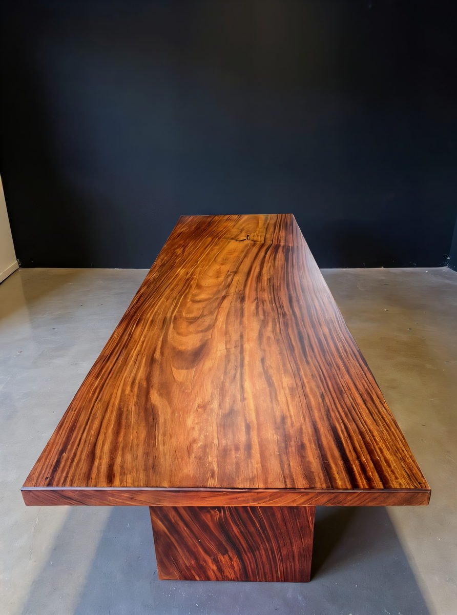 Finished Merbau slab table top with sealed ends